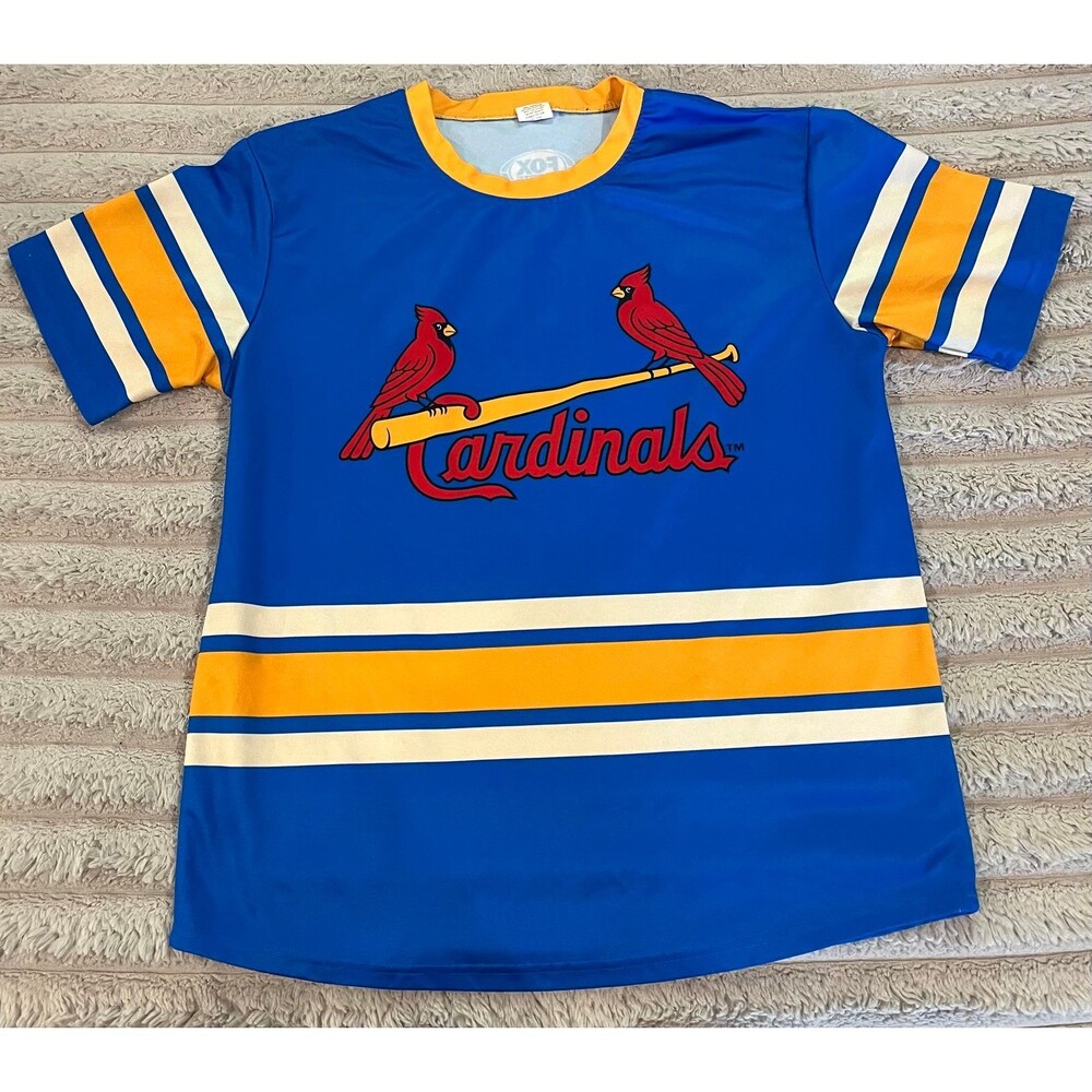 St. Louis Cardinals Fox Sports Midwest Blue Performance Jersey T-Shirt Men’s XL